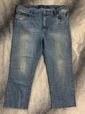 Lucky Brand Emma Crop High Rise Straight Leg Jeans Plus Size 20W Raw Hem